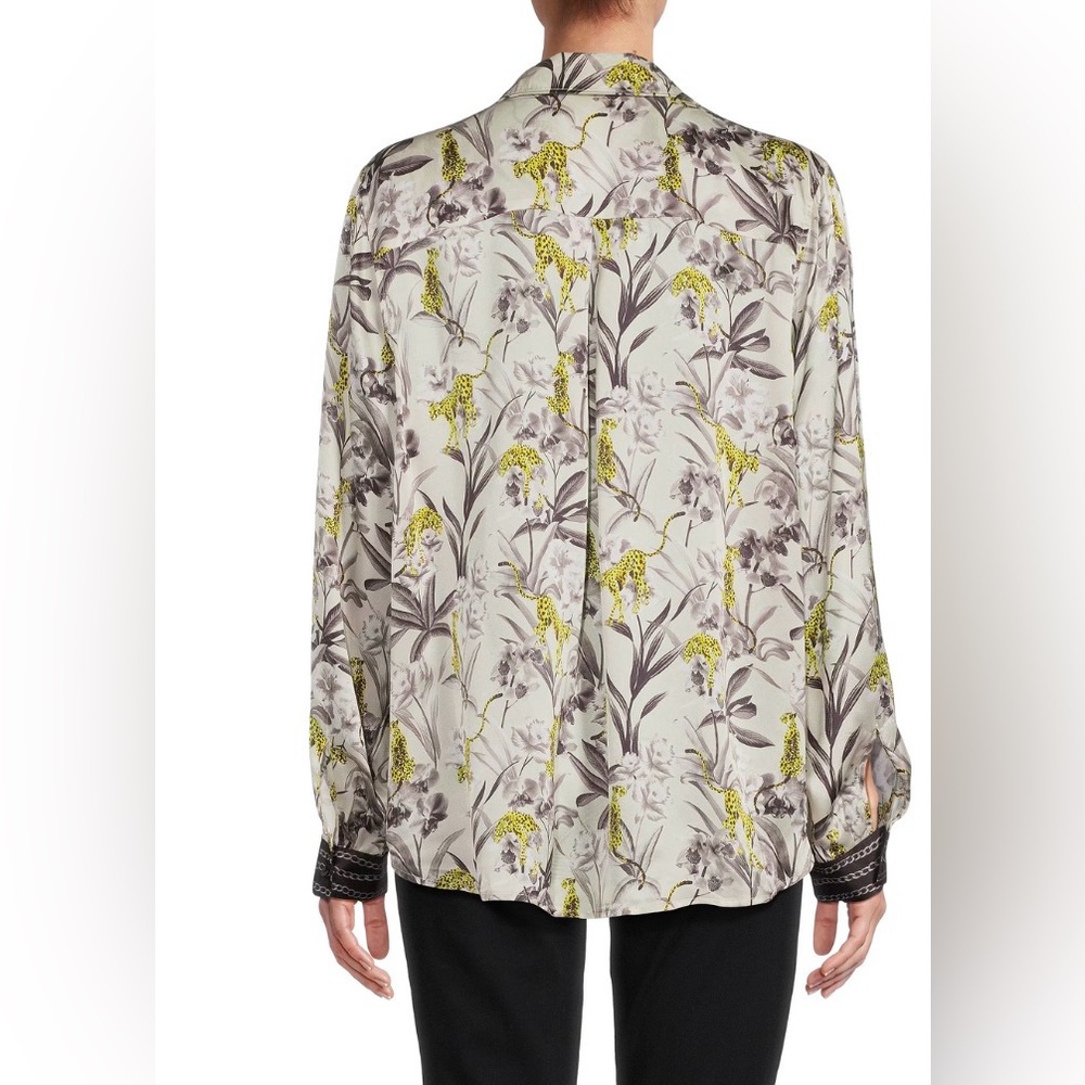 L’AGENCE Women’s Tyler Holly Floral Silk Shirt Mixed Motif Luxury Size XL - Picture 5 of 12